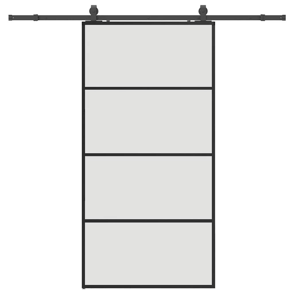 vidaXL Ușă glisantă cu set de feronerie neagră 102,5x205 cm Sticlă ESG vidaXL Ușă glisantă cu set de feronerie neagră 102,5x205 cm Sticlă ESG