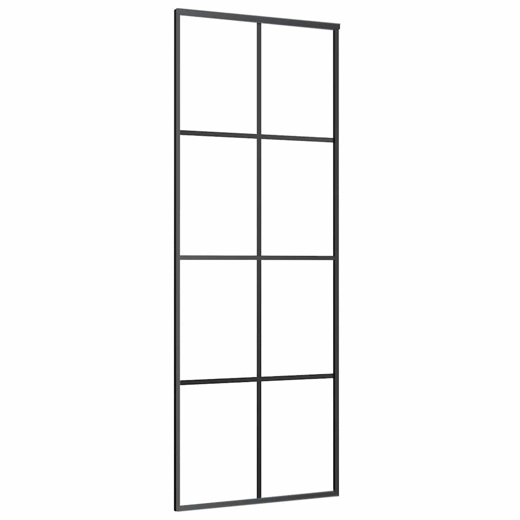 vidaXL Ușă glisantă cu set de feronerie neagră 76x205 cm Sticlă ESG vidaXL Ușă glisantă cu set de feronerie neagră 76x205 cm Sticlă ESG