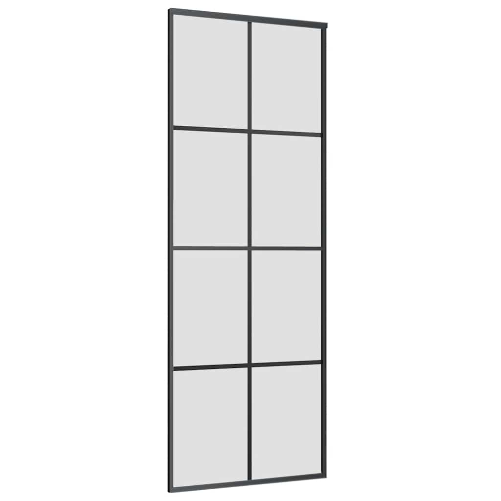 vidaXL Ușă glisantă cu set de feronerie neagră 76x205 cm Sticlă ESG vidaXL Ușă glisantă cu set de feronerie neagră 76x205 cm Sticlă ESG