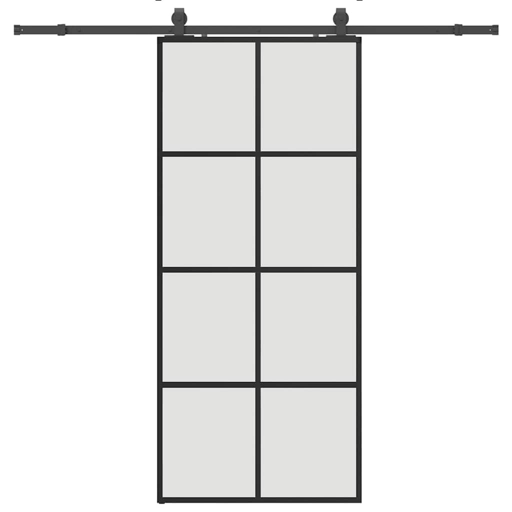 vidaXL Ușă glisantă cu set de feronerie neagră 90x205 cm Sticlă ESG