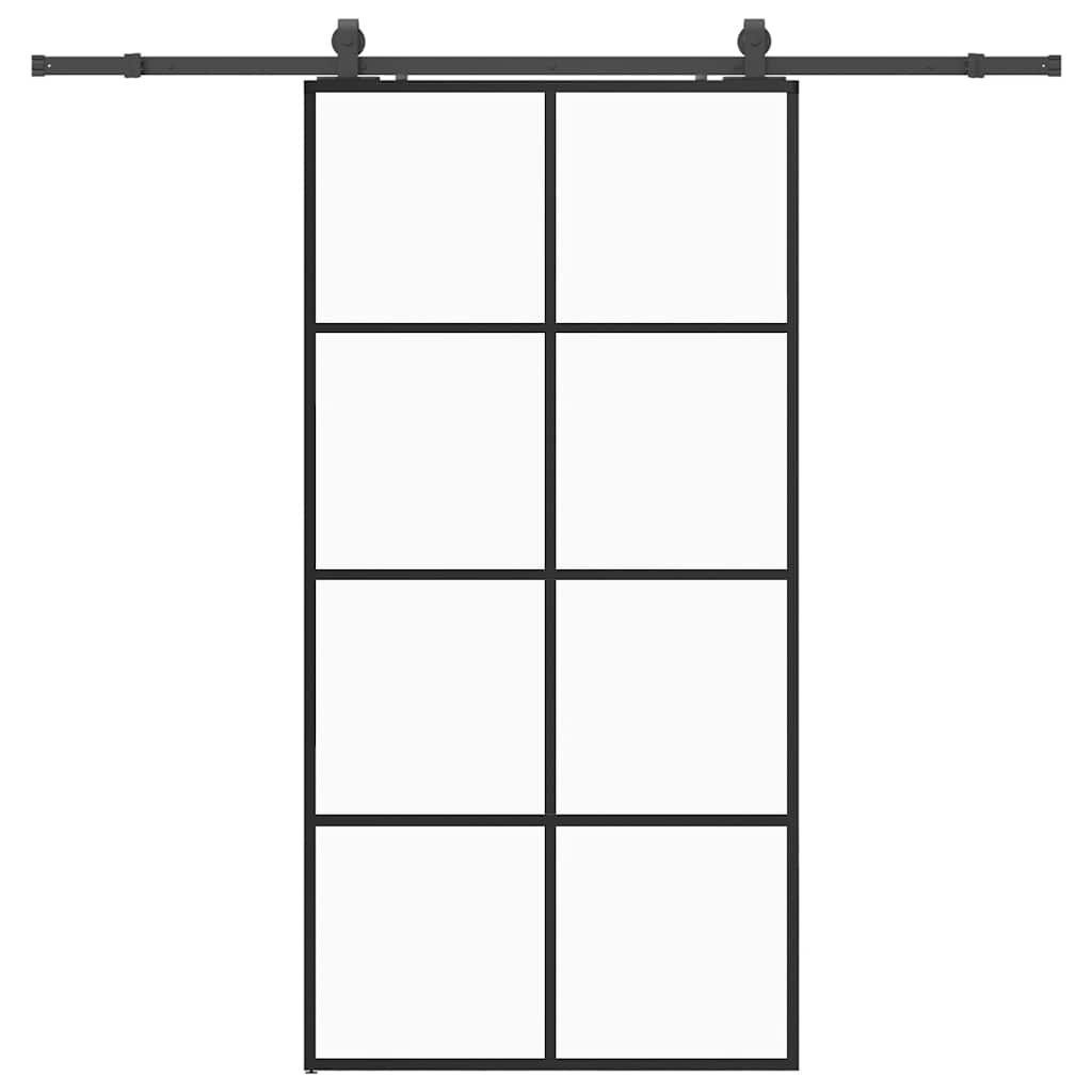 vidaXL Ușă glisantă cu set de feronerie neagră 102,5x205 cm Sticlă ESG