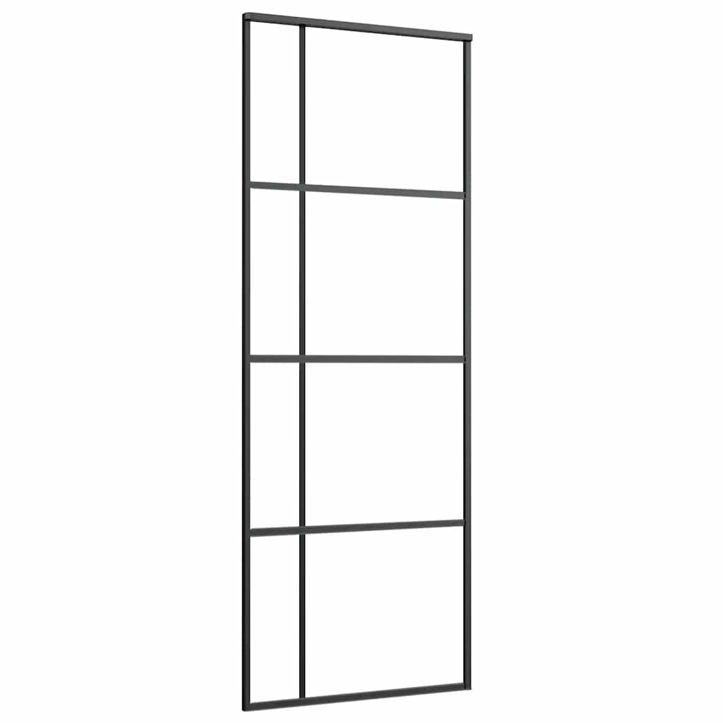 vidaXL Ușă glisantă cu set de feronerie neagră 76x205 cm Sticlă ESG vidaXL Ușă glisantă cu set de feronerie neagră 76x205 cm Sticlă ESG