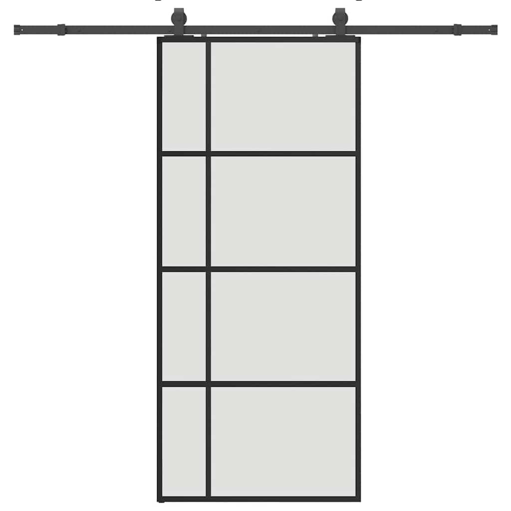 vidaXL Ușă glisantă cu set de feronerie neagră 90x205 cm Sticlă ESG