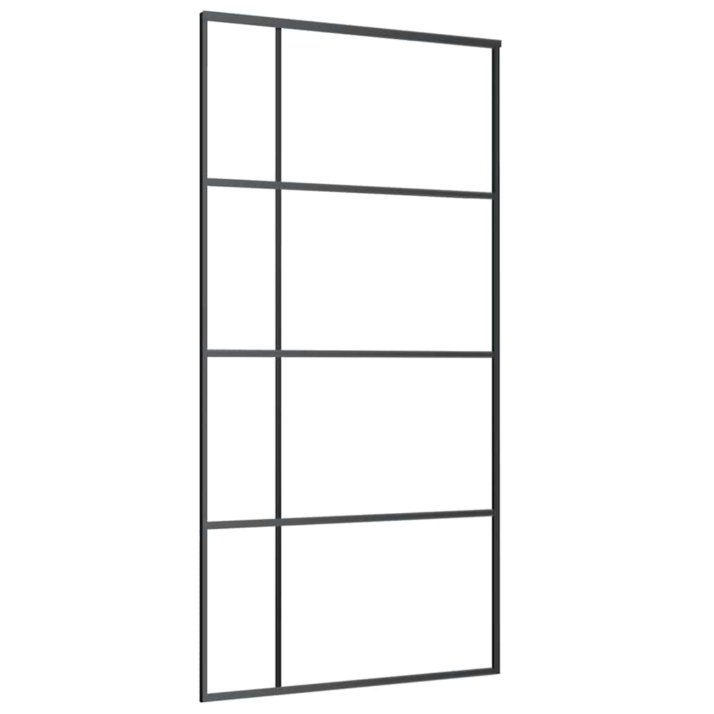 vidaXL Ușă glisantă cu set de feronerie neagră 102,5x205 cm Sticlă ESG vidaXL Ușă glisantă cu set de feronerie neagră 102,5x205 cm Sticlă ESG