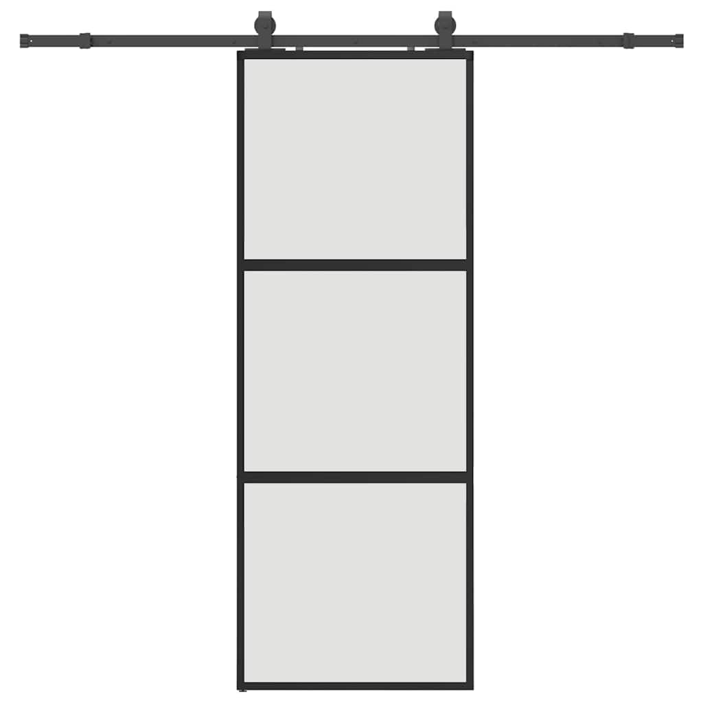 vidaXL Ușă glisantă cu set feronerie neagră 76x205cm sticlă securizată