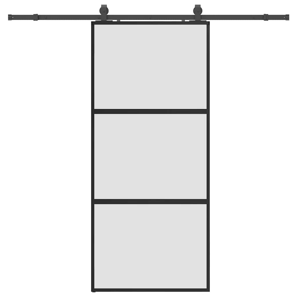 vidaXL Ușă glisantă cu set feronerie neagră 90x205cm sticlă securizată vidaXL Ușă glisantă cu set feronerie neagră 90x205cm sticlă securizată