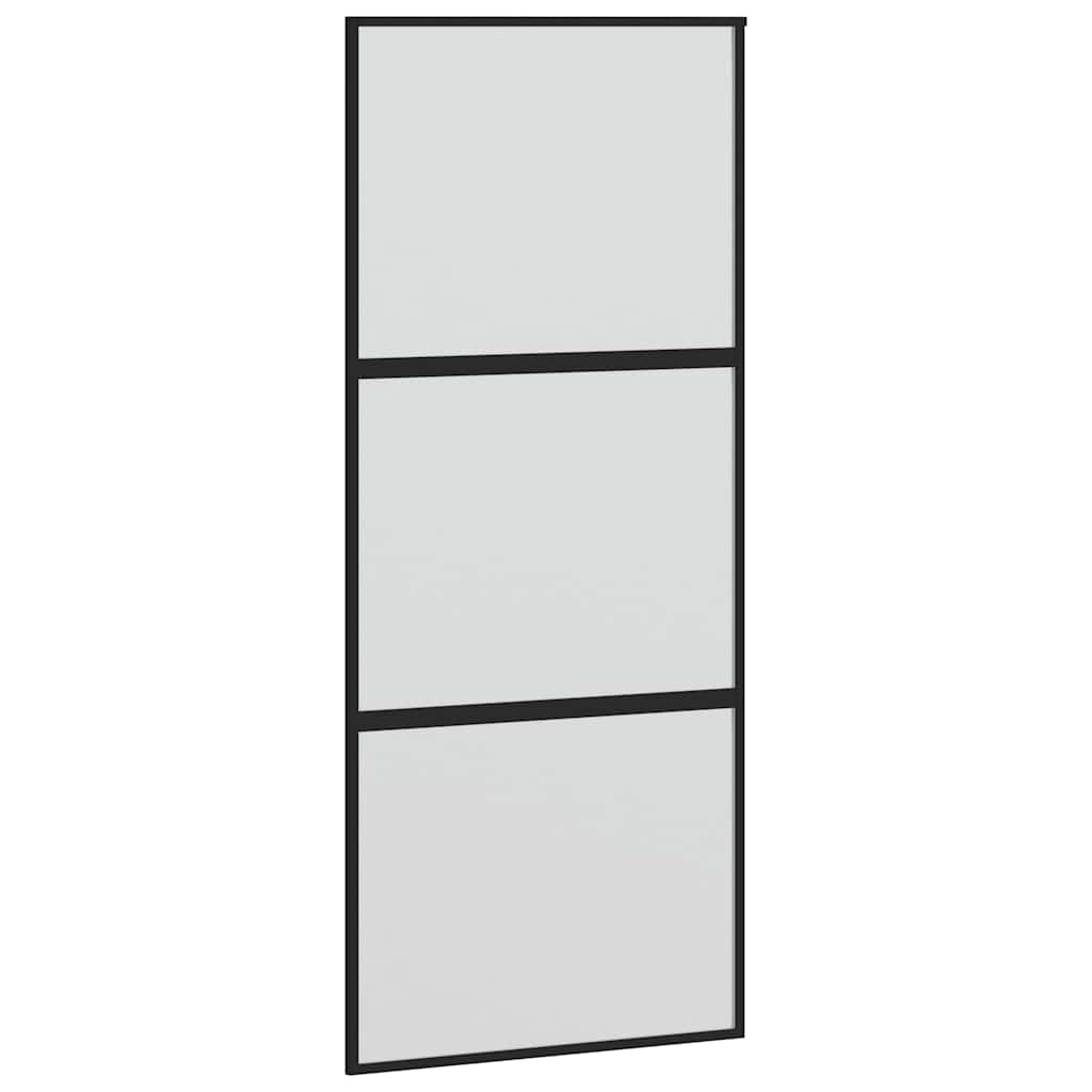 vidaXL Ușă glisantă cu set feronerie neagră 90x205cm sticlă securizată vidaXL Ușă glisantă cu set feronerie neagră 90x205cm sticlă securizată