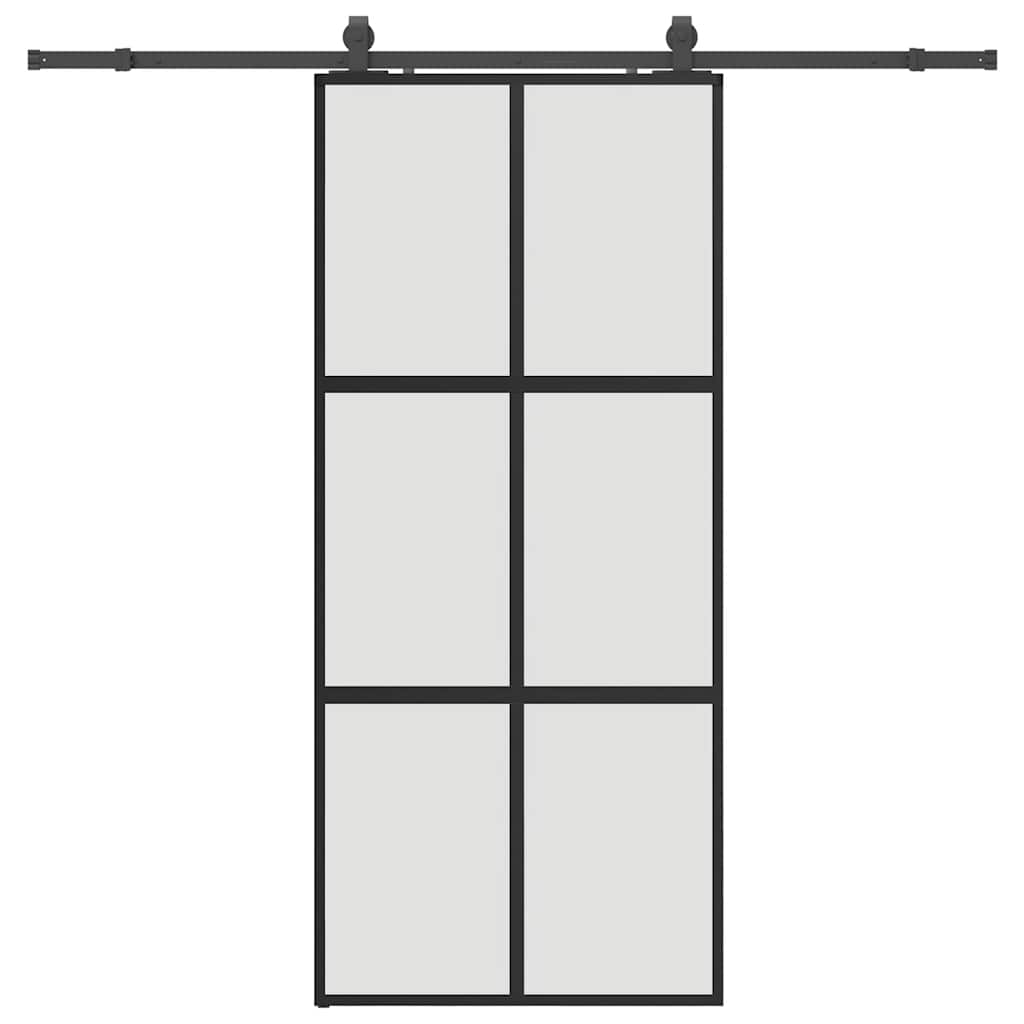 vidaXL Ușă glisantă cu set feronerie neagră 90x205cm sticlă securizată