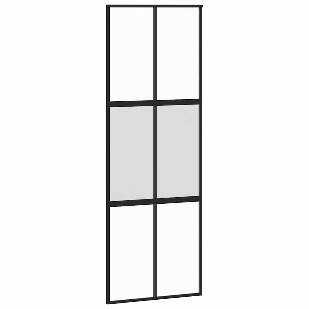 vidaXL Ușă glisantă cu set feronerie neagră 76x205cm sticlă securizată vidaXL Ușă glisantă cu set feronerie neagră 76x205cm sticlă securizată
