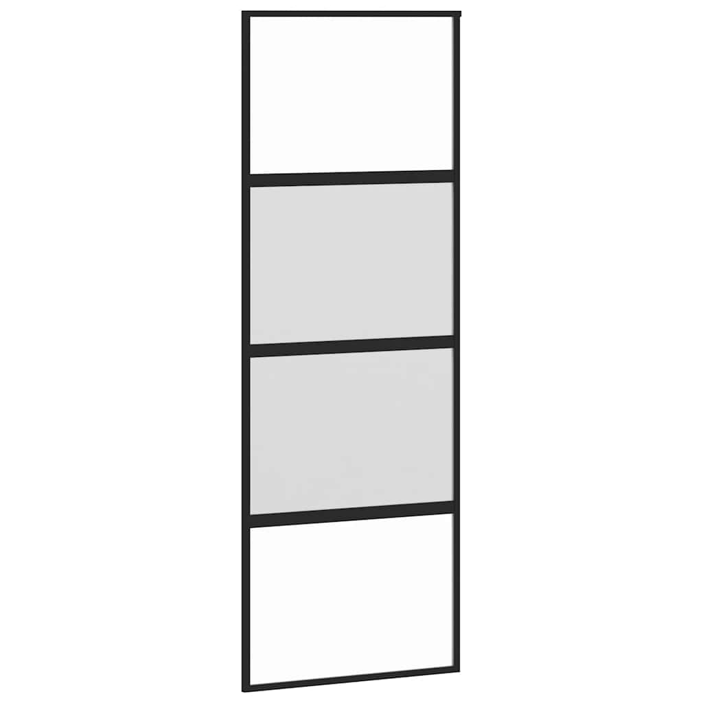 vidaXL Ușă glisantă cu set feronerie neagră 76x205cm sticlă securizată vidaXL Ușă glisantă cu set feronerie neagră 76x205cm sticlă securizată