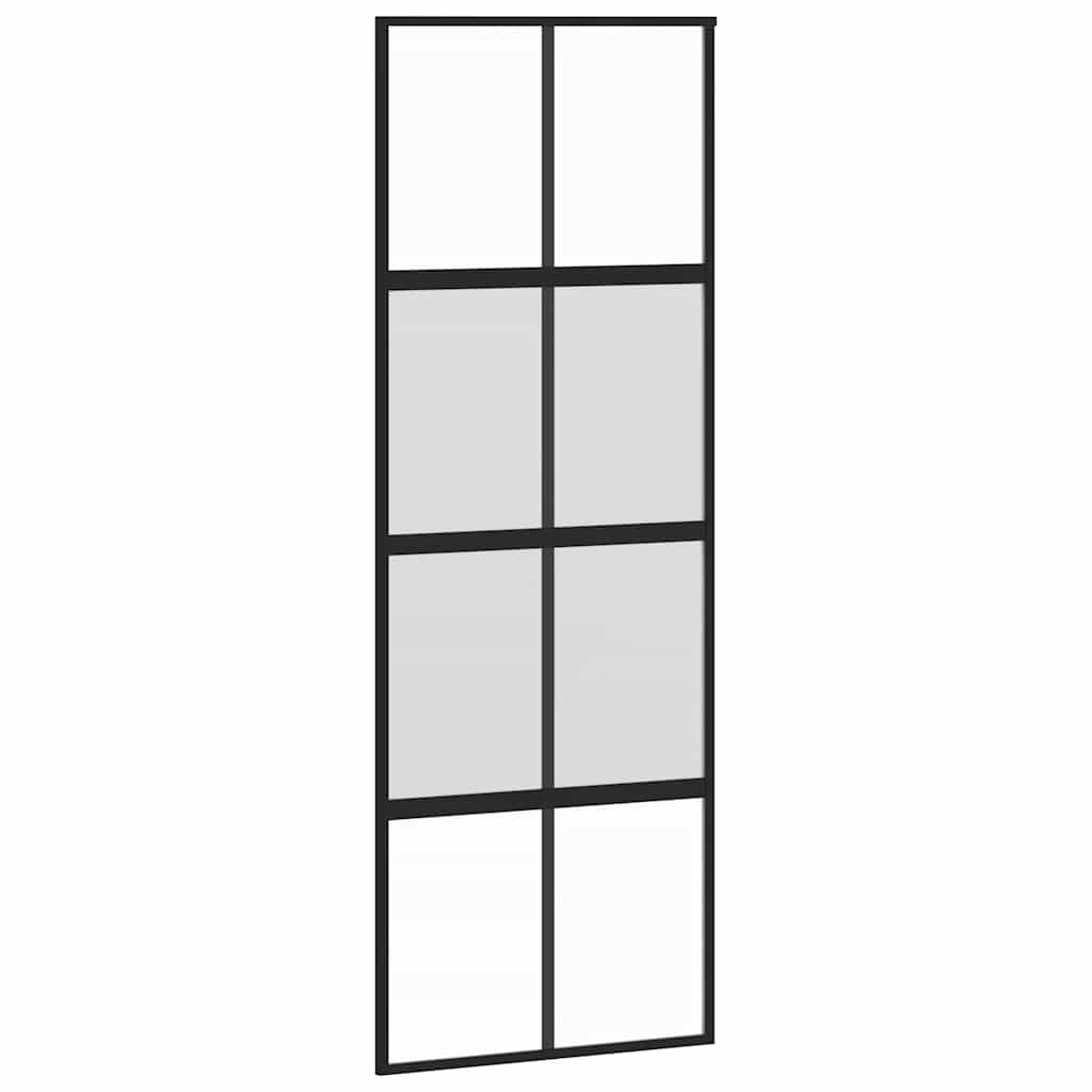 vidaXL Ușă glisantă cu set feronerie neagră 76x205cm sticlă securizată vidaXL Ușă glisantă cu set feronerie neagră 76x205cm sticlă securizată