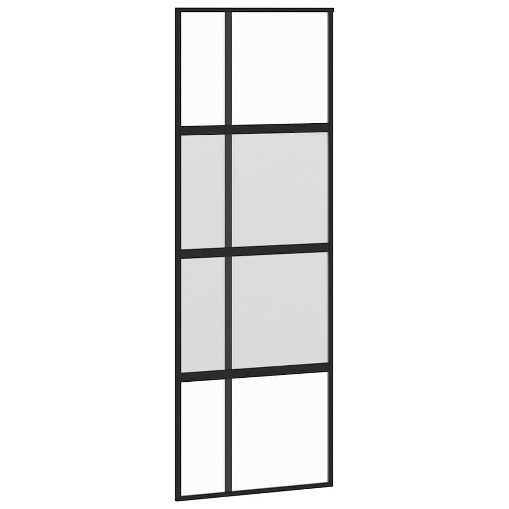 vidaXL Ușă glisantă cu set feronerie neagră 76x205cm sticlă securizată vidaXL Ușă glisantă cu set feronerie neagră 76x205cm sticlă securizată