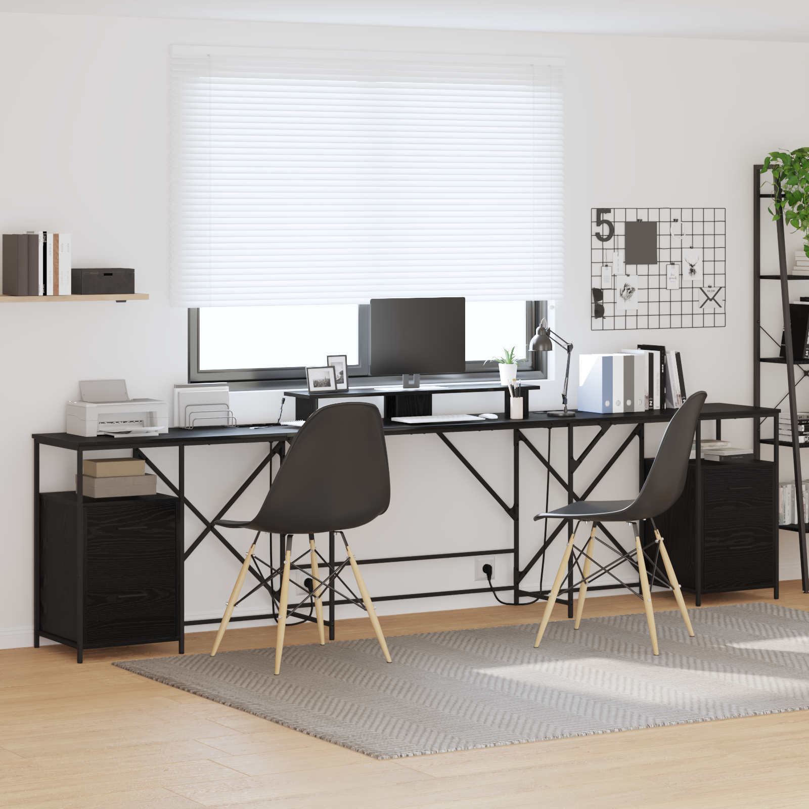 vidaXL Birou cu sertar Stejar negru 182 x 101 x 87.5 cm Lemn compozit vidaXL Birou cu sertar Stejar negru 182 x 101 x 87.5 cm Lemn compozit