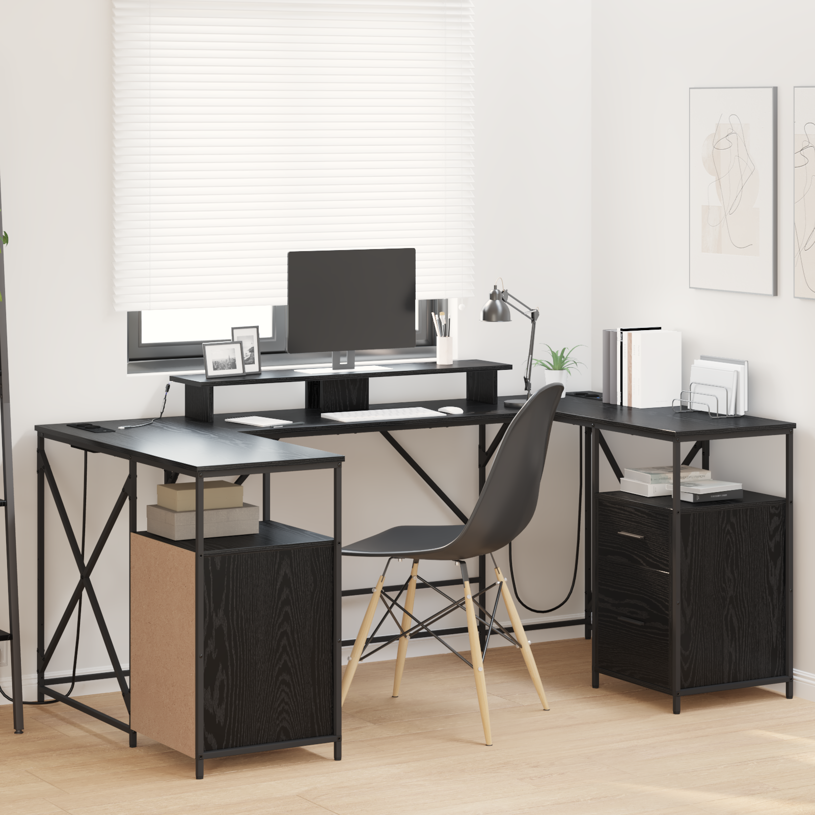 vidaXL Birou cu sertar Stejar negru 182 x 101 x 87.5 cm Lemn compozit vidaXL Birou cu sertar Stejar negru 182 x 101 x 87.5 cm Lemn compozit