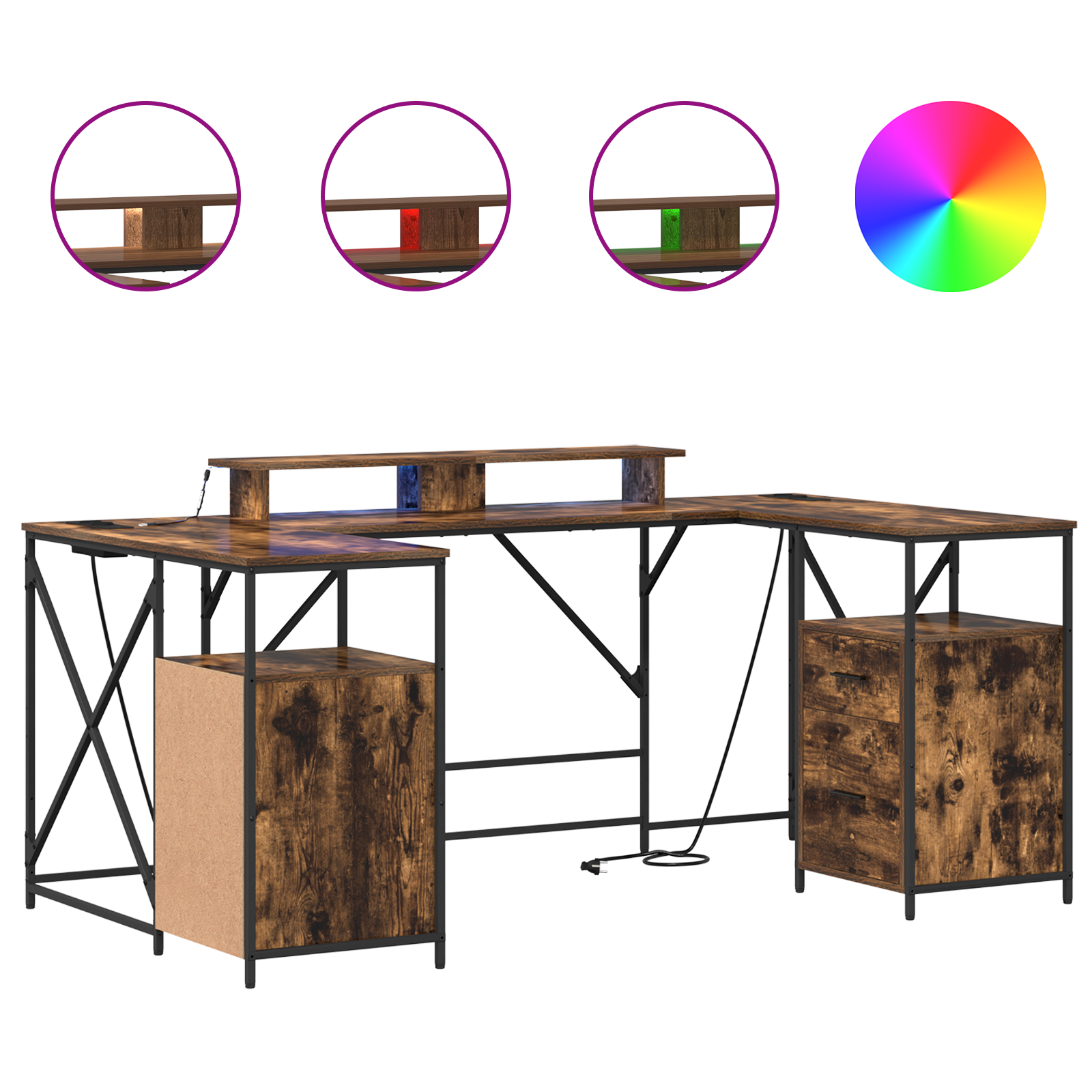 vidaXL Birou cu raft Stejar fumuriu 182 x 101 x 87,5 cm Lemn compozit