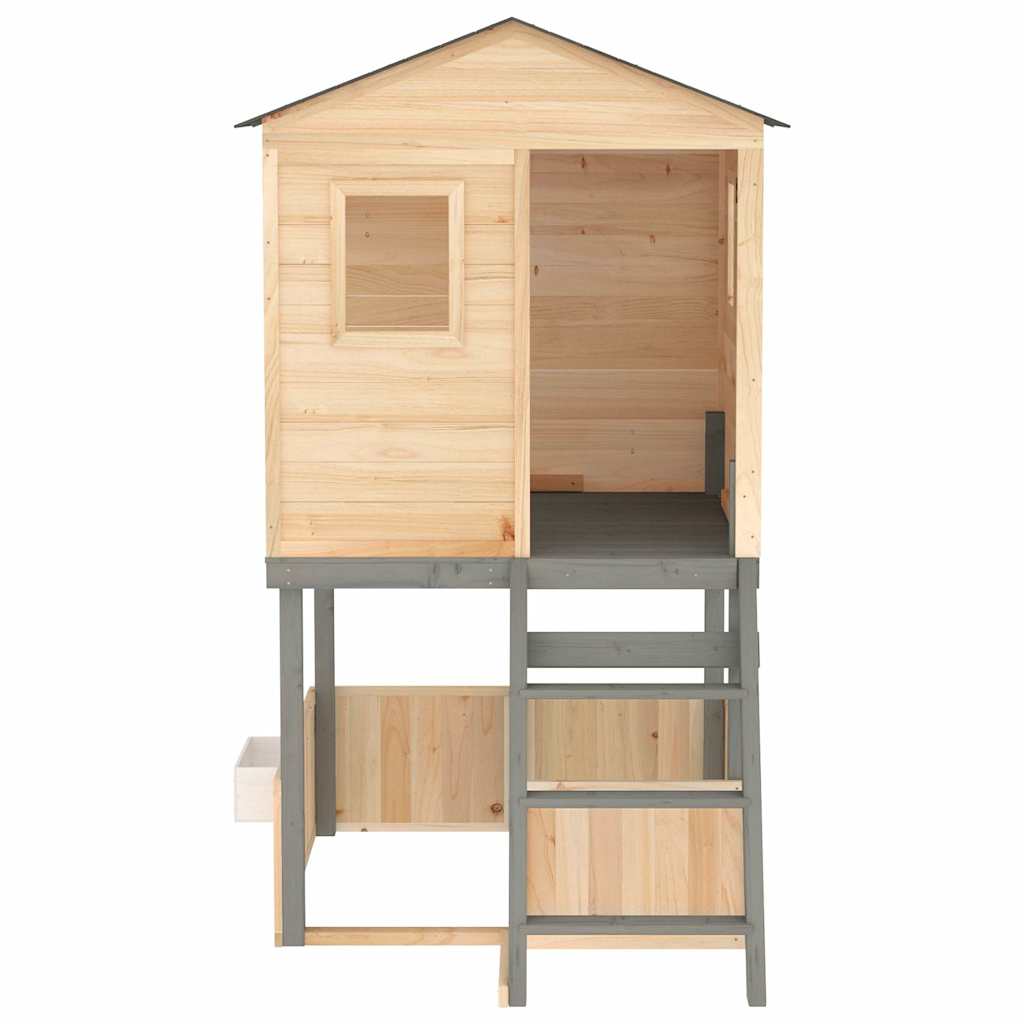 vidaXL Set de joacă în aer liber din lemn masiv de brad gri închis