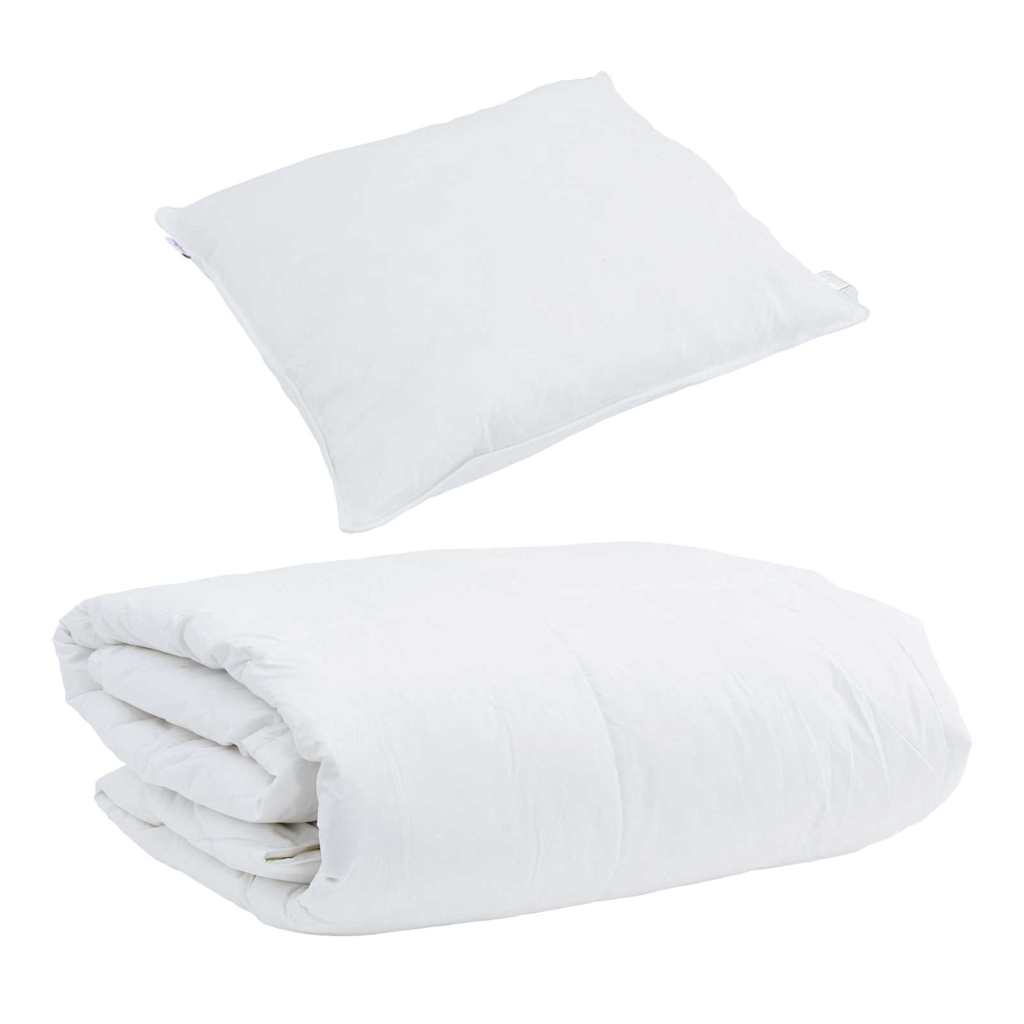 vidaXL Duvet de iarnă cu pernă 2 pcs Alb Pene de rață