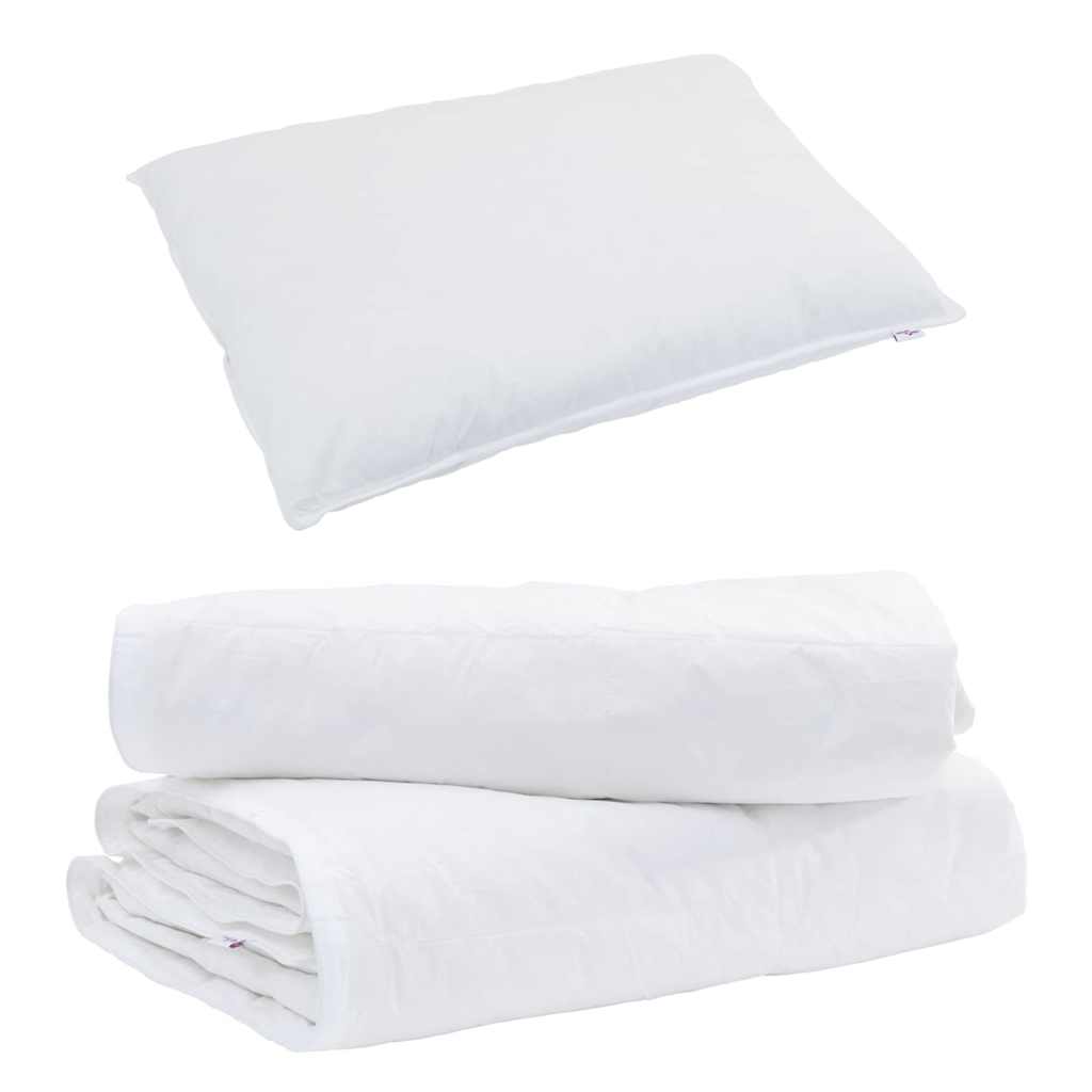 vidaXL Duvet 2 în 1 cu pernă 2 pcs Alb Pene de rață