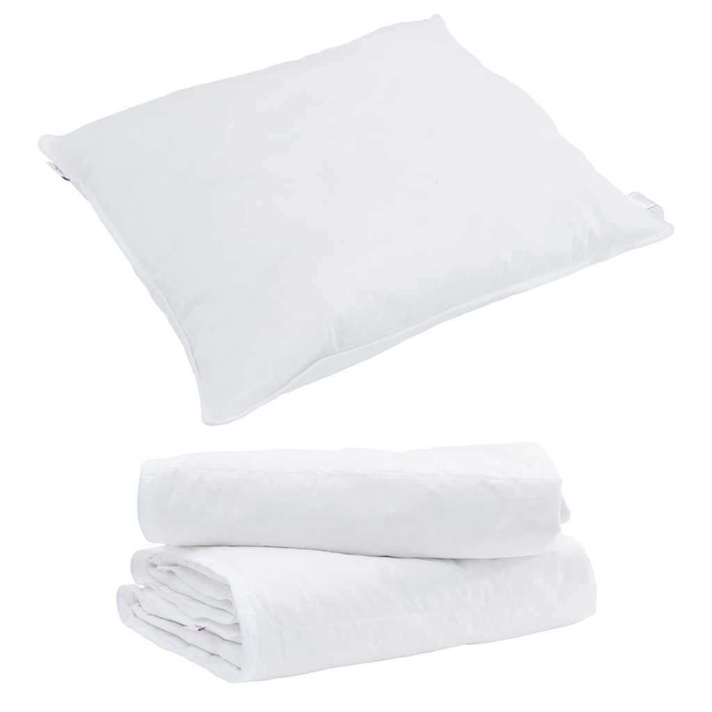 vidaXL Duvet 2 în 1 cu pernă 2 pcs Alb Pene de rață