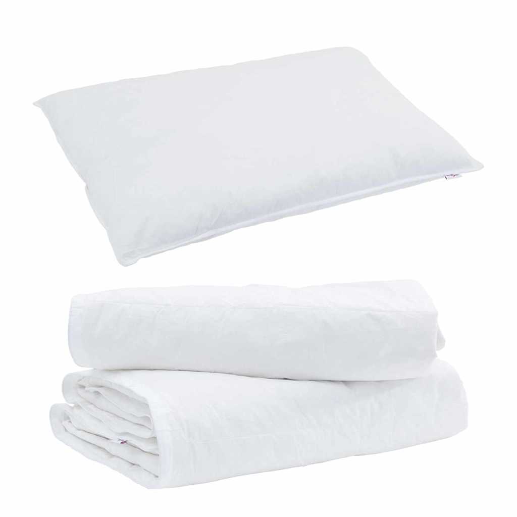 vidaXL Duvet 2 în 1 cu pernă 2 pcs Alb Pene de rață