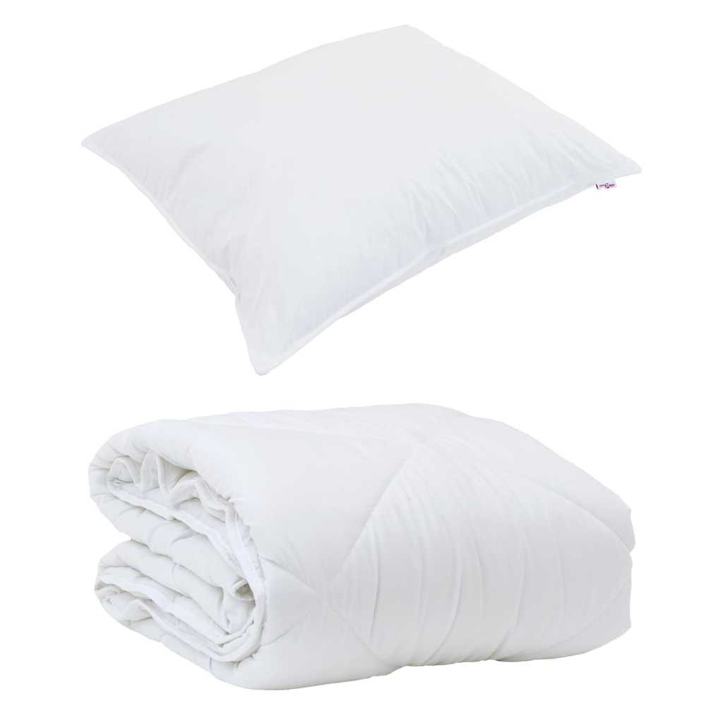 vidaXL Duvet pentru Toate Sezoanele cu pernă 2 pcs Alb Microfibră