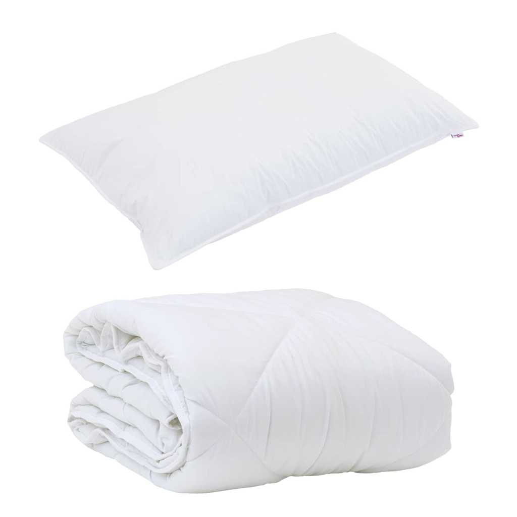 vidaXL Duvet pentru Toate Sezoanele cu pernă 2 pcs Alb Microfibră