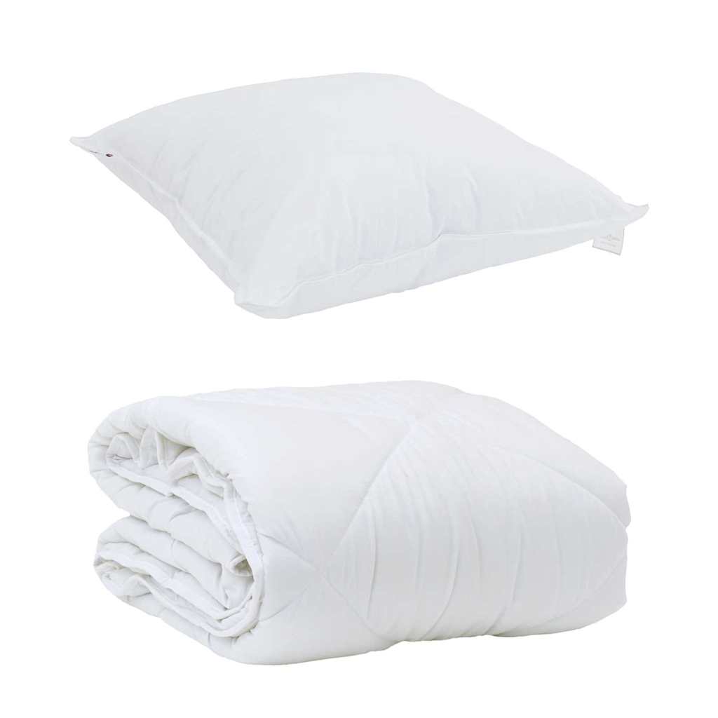 vidaXL Duvet pentru Toate Sezoanele cu pernă 2 pcs Alb Microfibră