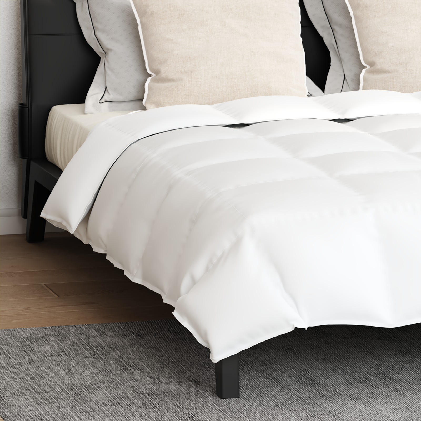 vidaXL Pilotă cu pernă 3 pcs Alb 260 x 220 cm Jos vidaXL Pilotă cu pernă 3 pcs Alb 260 x 220 cm Jos