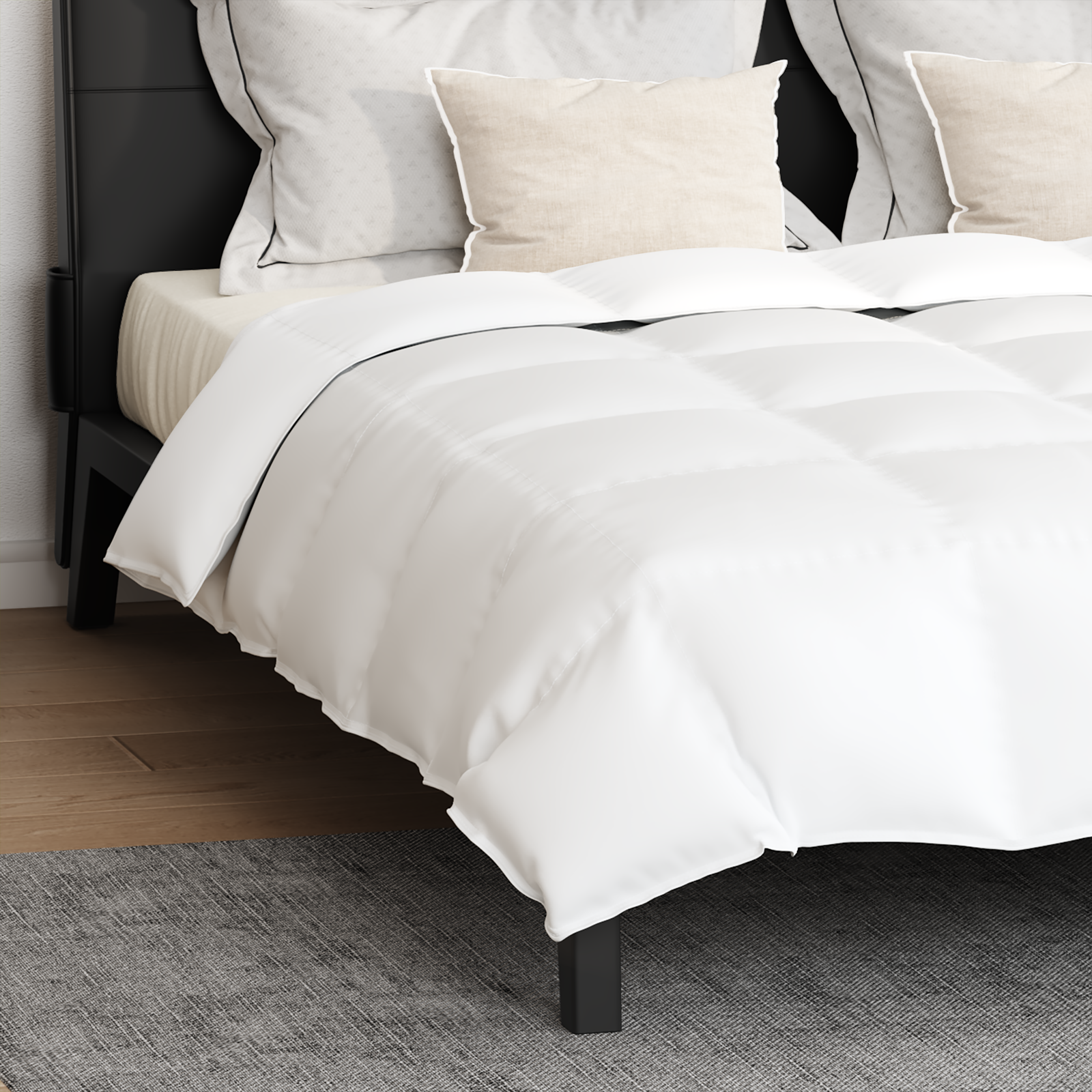 vidaXL Pilotă cu pernă 3 pcs Alb 240 x 260 cm Jos vidaXL Pilotă cu pernă 3 pcs Alb 240 x 260 cm Jos