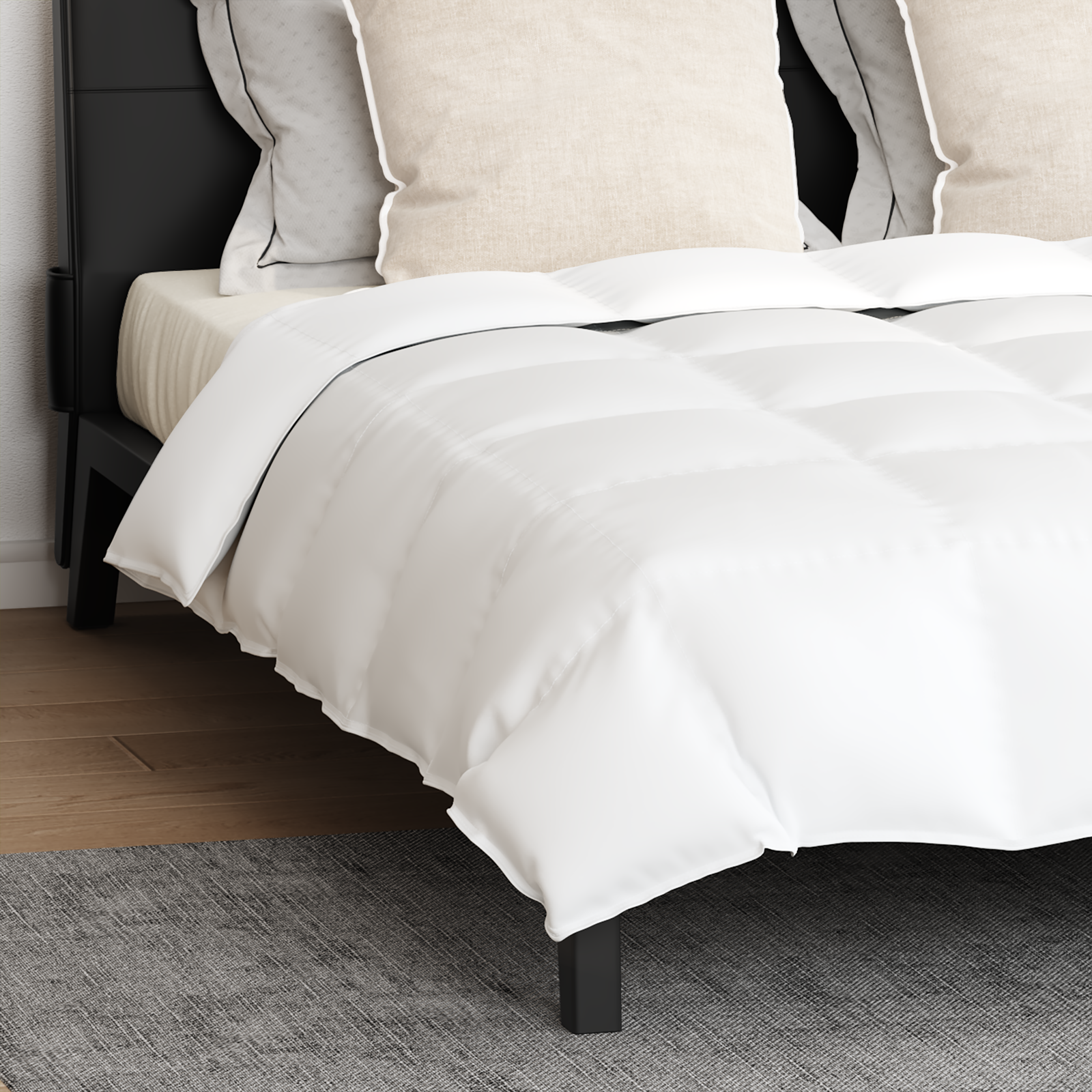 vidaXL Pilotă cu pernă 3 pcs Alb 240 x 260 cm Jos vidaXL Pilotă cu pernă 3 pcs Alb 240 x 260 cm Jos