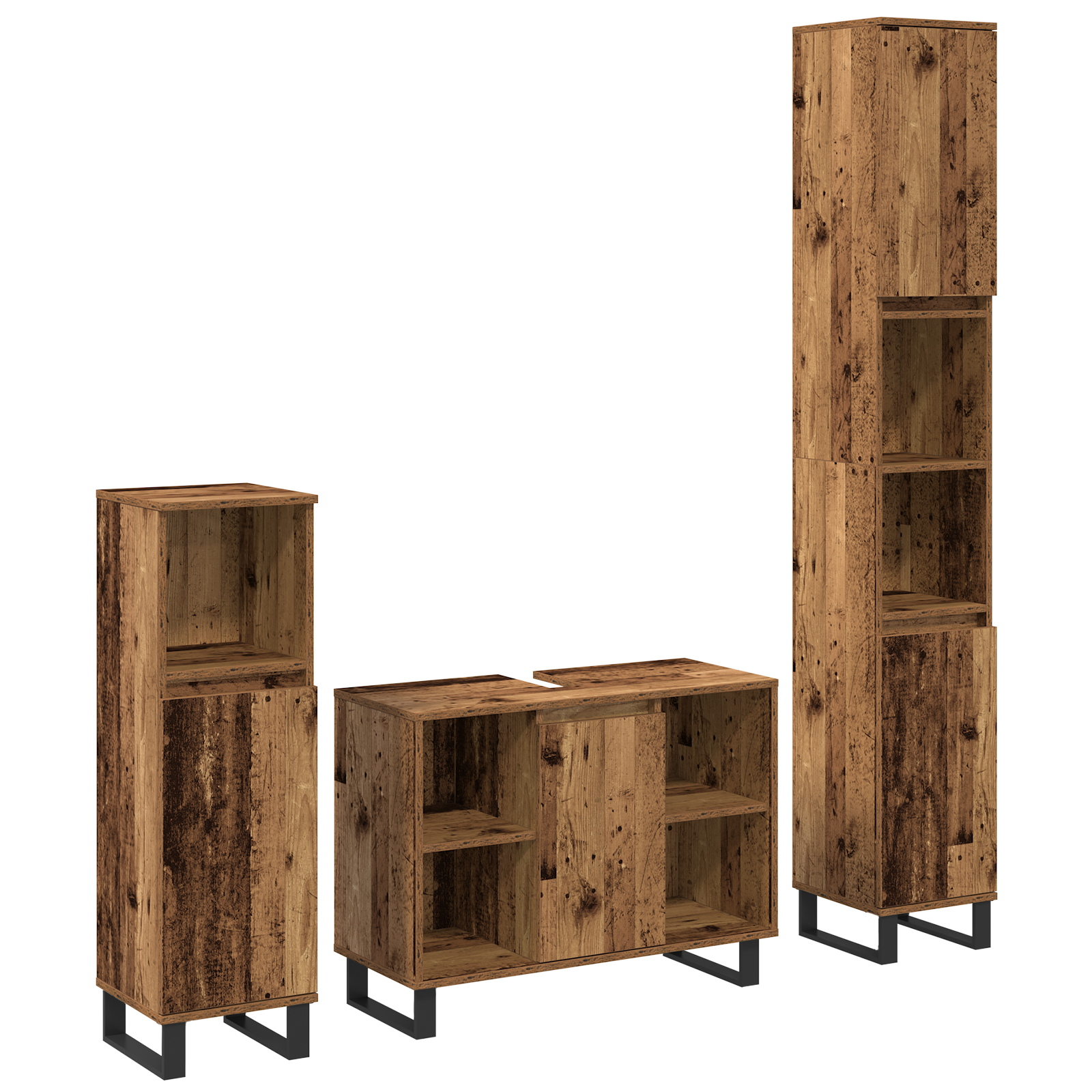vidaXL Set de mobilier pentru baie cu ușă 3 pcs Maro 30 x 30 x 180 cm vidaXL Set de mobilier pentru baie cu ușă 3 pcs Maro 30 x 30 x 180 cm