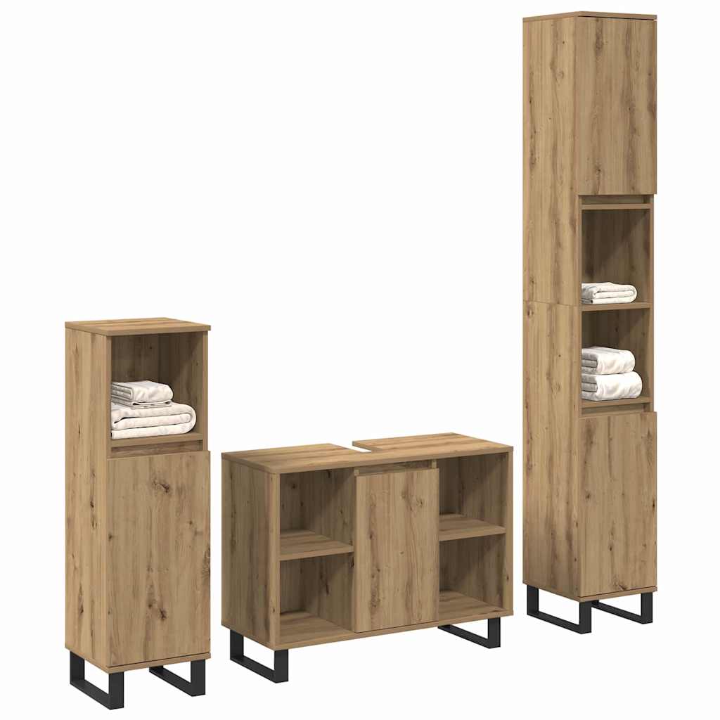 vidaXL Set de mobilier pentru baie cu ușă 3 pcs Maro 30 x 30 x 180 cm vidaXL Set de mobilier pentru baie cu ușă 3 pcs Maro 30 x 30 x 180 cm