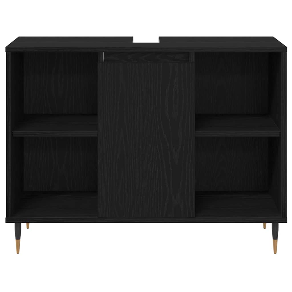 vidaXL Set de mobilier pentru baie 3 pcs Stejar Negru Lemn compozit