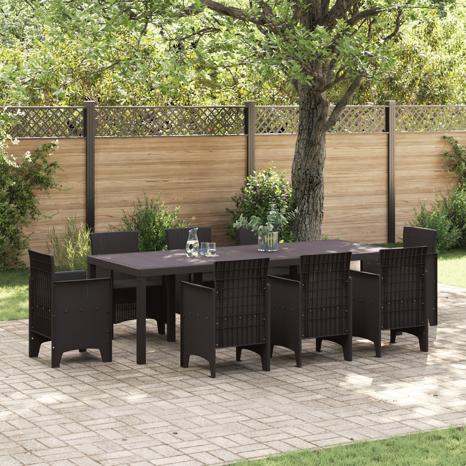 Masă de Grădină vidaXL Maro 250x100x73 cm Poly Rattan Masă de Grădină vidaXL Maro 250x100x73 cm Poly Rattan