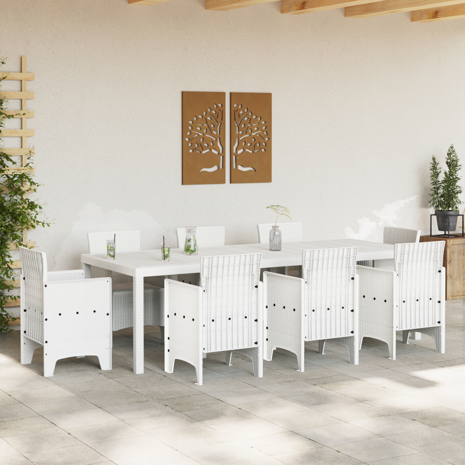 Masă de Grădină vidaXL Alb 250x100x73 cm Poli Rattan Masă de Grădină vidaXL Alb 250x100x73 cm Poli Rattan