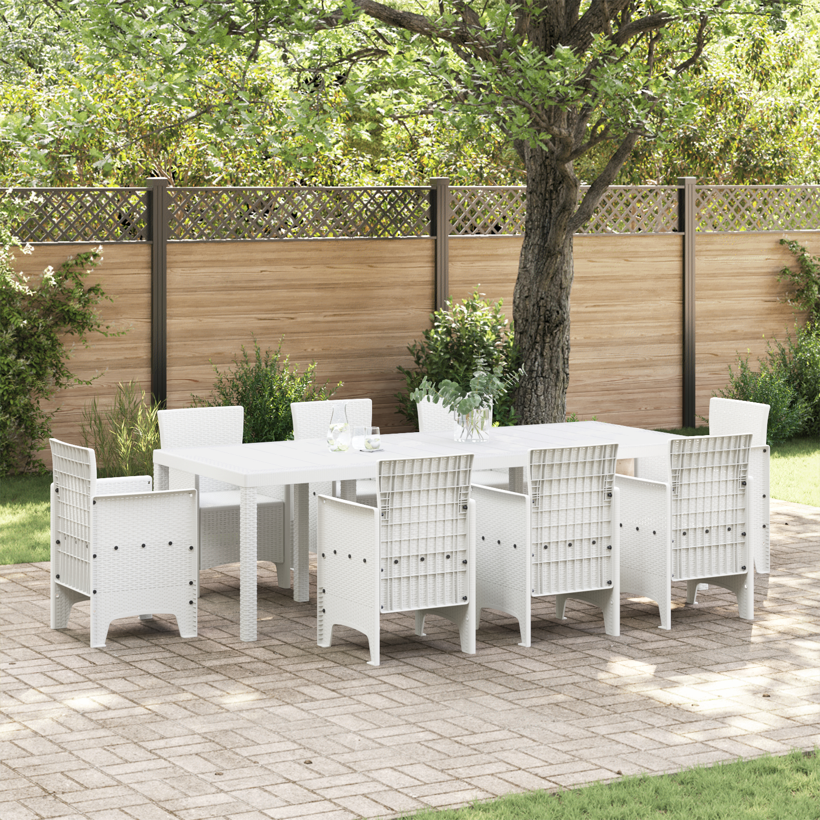 Masă de Grădină vidaXL Alb 250x100x73 cm Poli Rattan Masă de Grădină vidaXL Alb 250x100x73 cm Poli Rattan