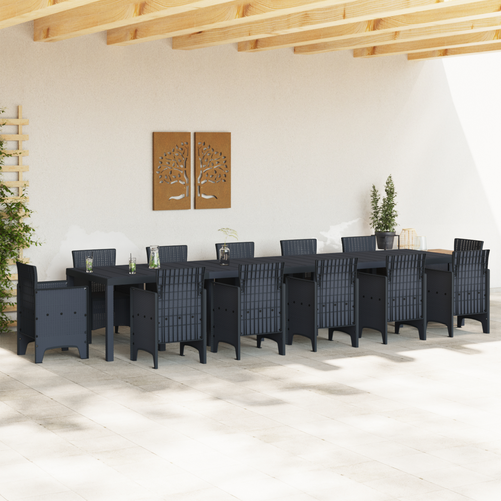 vidaXL Masă de grădină pentru dining Antracit 400 x 100 x 73 cm