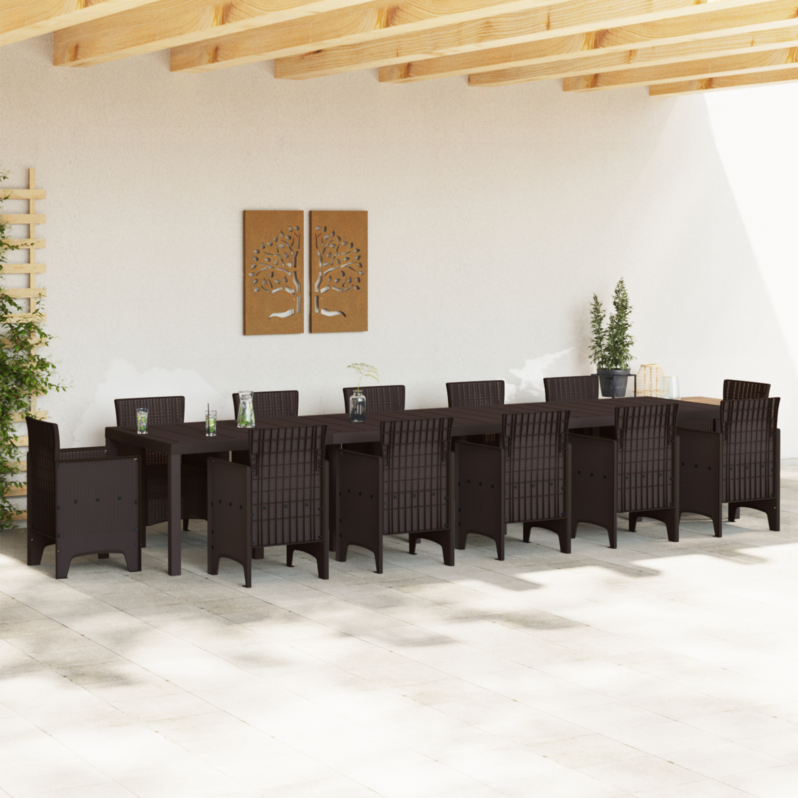 Masă de grădină vidaXL Maro 400x100x73 cm Poly Rattan Masă de grădină vidaXL Maro 400x100x73 cm Poly Rattan