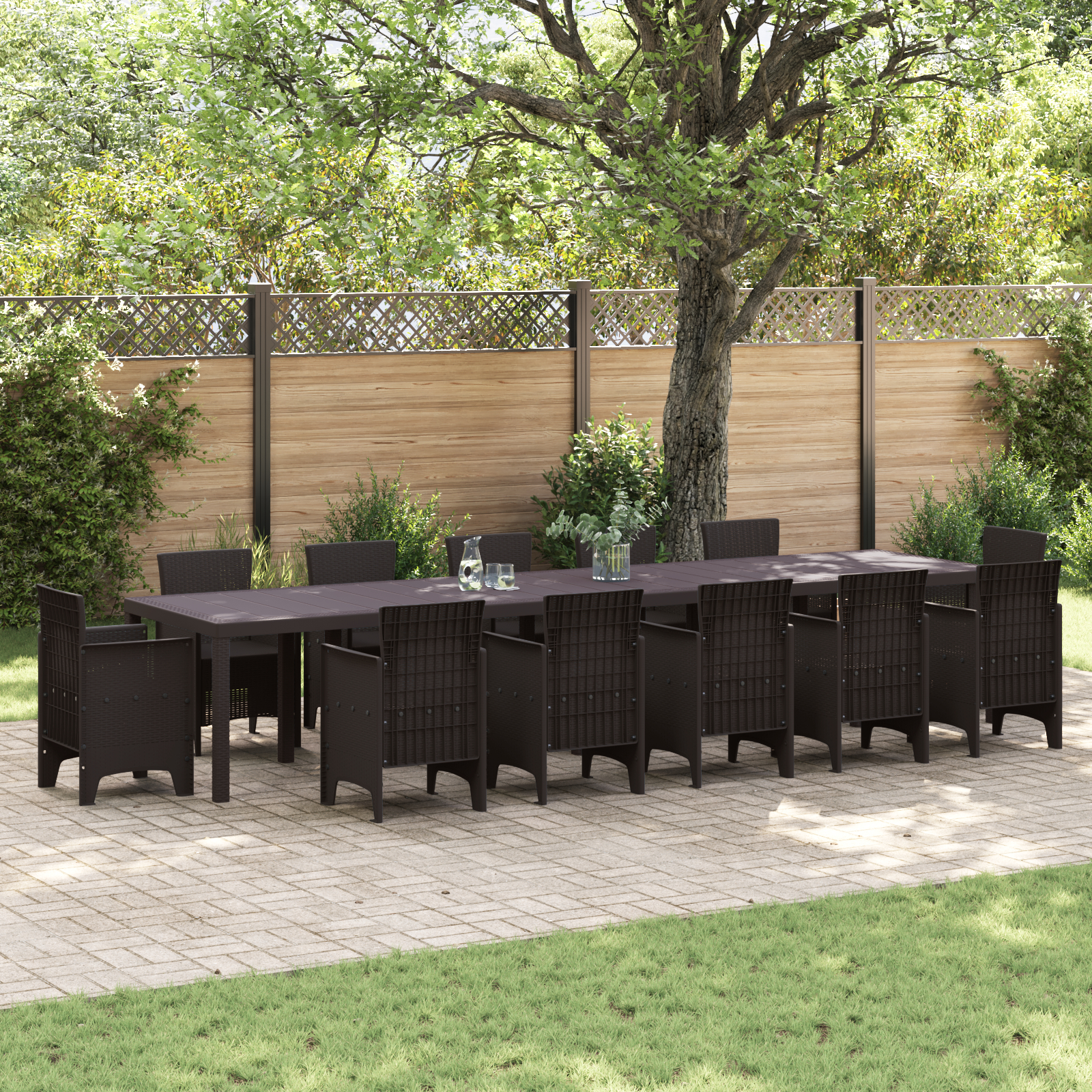 Masă de grădină vidaXL Maro 400x100x73 cm Poly Rattan Masă de grădină vidaXL Maro 400x100x73 cm Poly Rattan