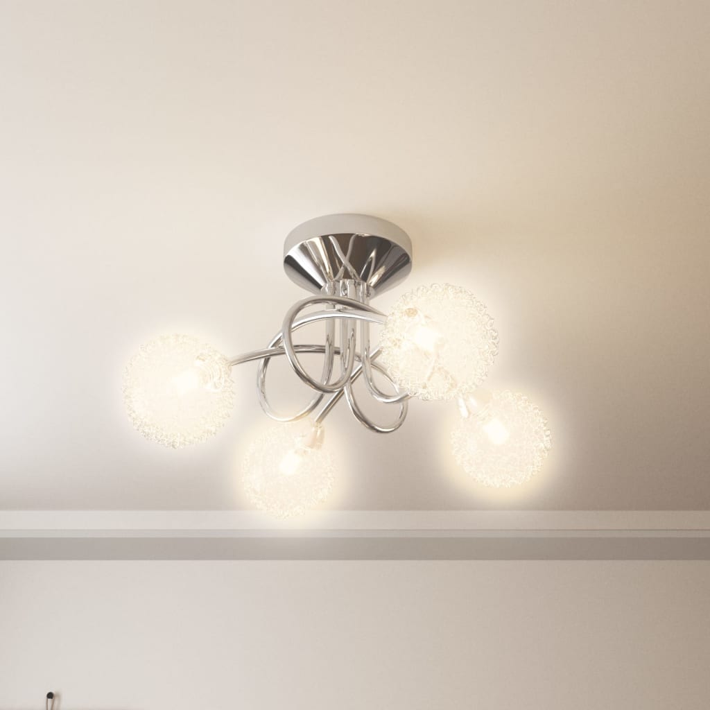 vidaXL Plafonieră cu abajururi cu plasă sârmă pentru 4 becuri LED G9