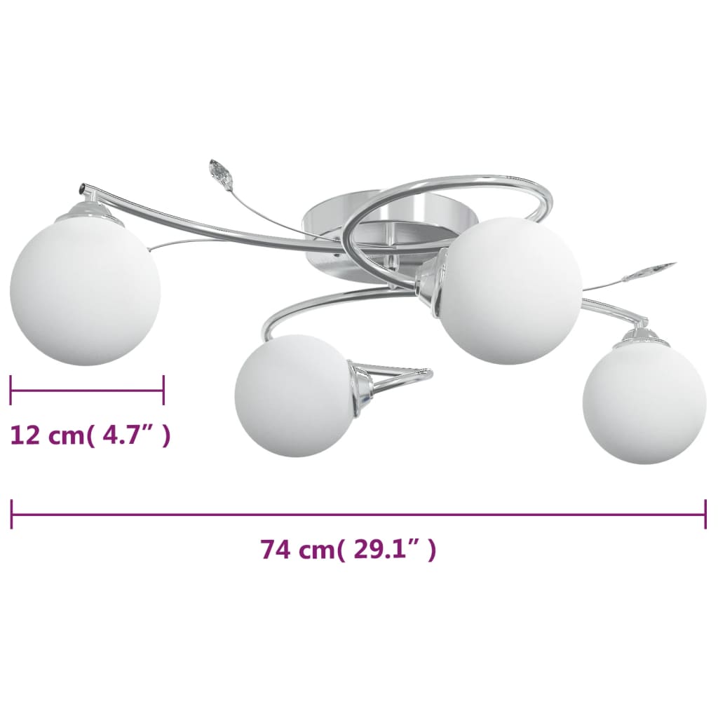 vidaXL Plafonieră abajururi sferice din sticlă, 4 becuri LED G9