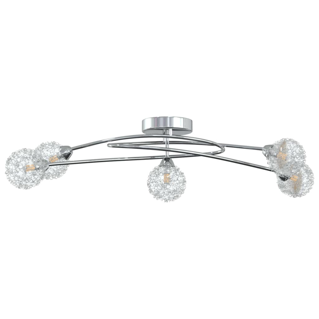 vidaXL Plafonieră cu abajururi din plasă de sârmă, 5 becuri LED G9 vidaXL Plafonieră cu abajururi din plasă de sârmă, 5 becuri LED G9