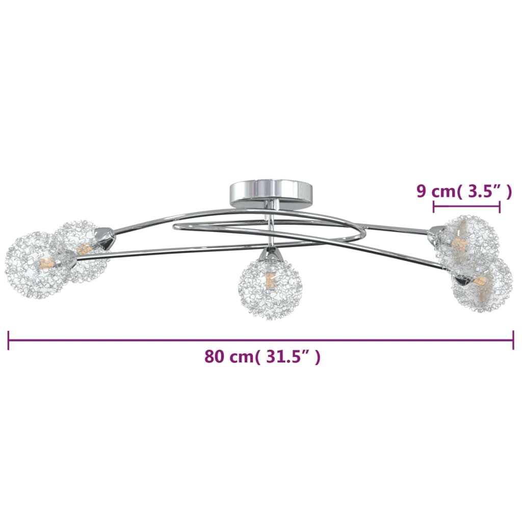vidaXL Plafonieră cu abajururi din plasă de sârmă, 5 becuri LED G9 vidaXL Plafonieră cu abajururi din plasă de sârmă, 5 becuri LED G9