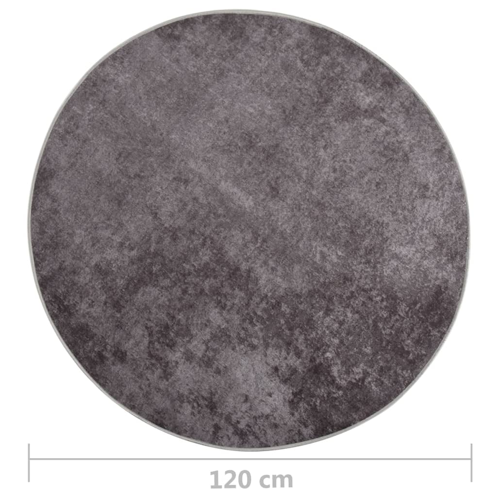 vidaXL Covor lavabil, gri, φ120 cm , antiderapant