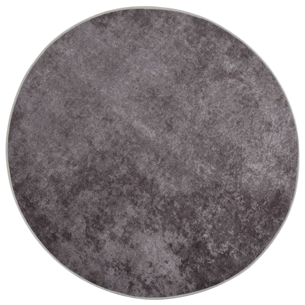 vidaXL Covor lavabil, gri, φ120 cm , antiderapant