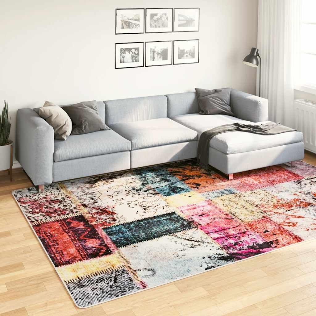 vidaXL Covor lavabil, mozaic multicolor, 190x300 cm, antiderapant vidaXL Covor lavabil, mozaic multicolor, 190x300 cm, antiderapant