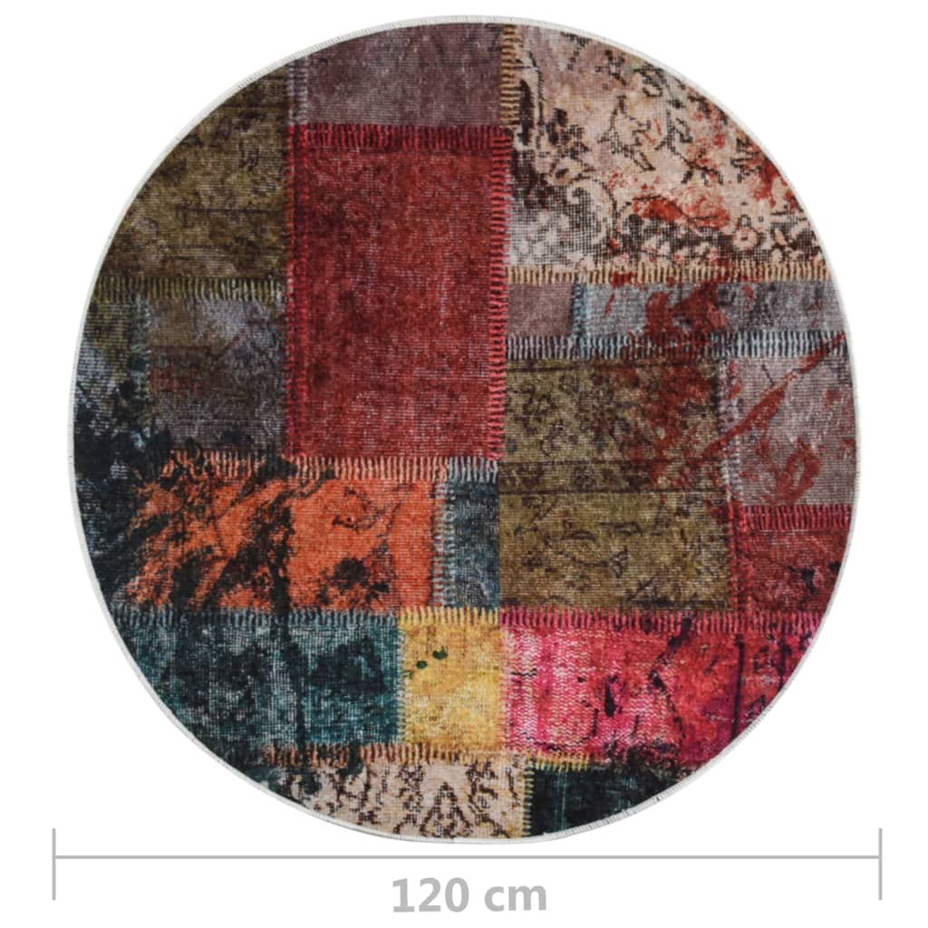 vidaXL Covor lavabil, mozaic multicolor, φ120 cm, antiderapant vidaXL Covor lavabil, mozaic multicolor, φ120 cm, antiderapant