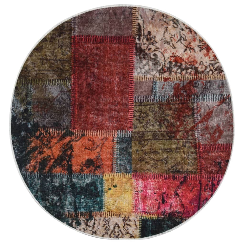 vidaXL Covor lavabil, mozaic multicolor, φ120 cm, antiderapant vidaXL Covor lavabil, mozaic multicolor, φ120 cm, antiderapant