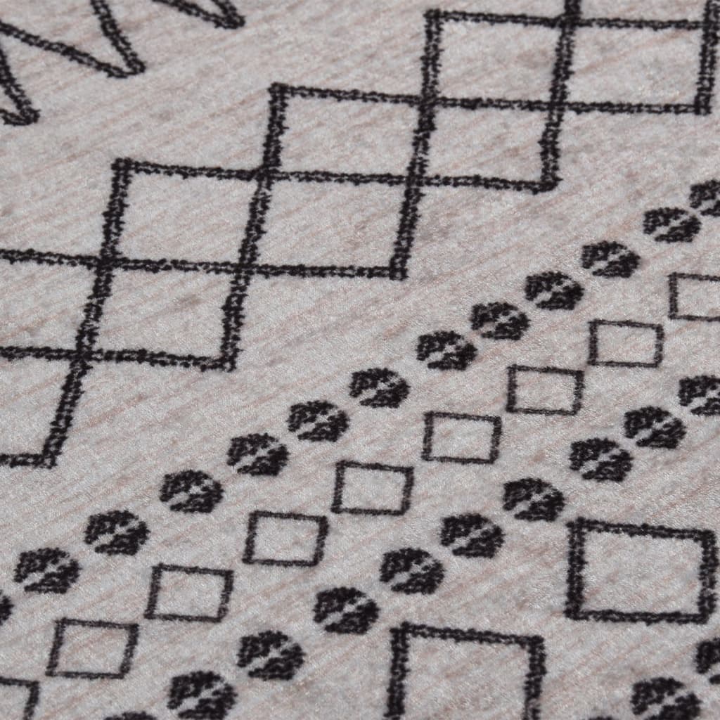 vidaXL Covor lavabil, negru și alb, φ120 cm, antiderapant