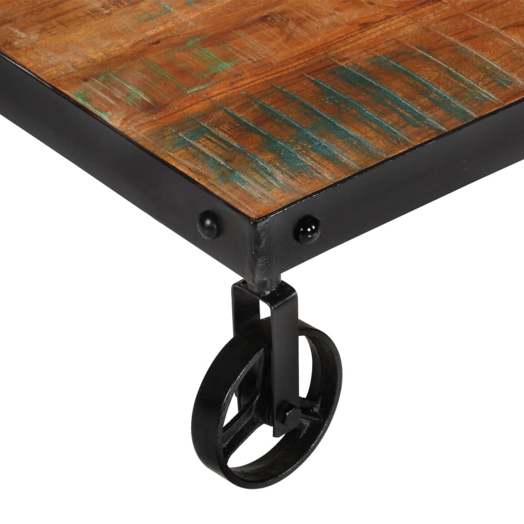 vidaXL Măsuță de cafea cu roți, 100x60x26 cm, lemn masiv reciclat vidaXL Măsuță de cafea cu roți, 100x60x26 cm, lemn masiv reciclat